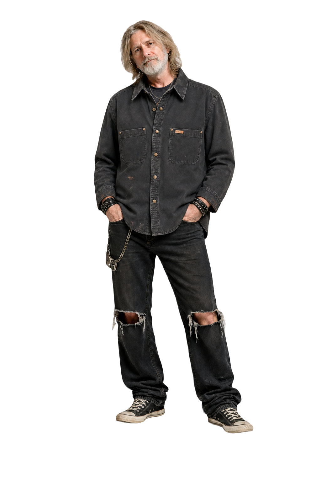 1990s Black Cotton Shirt - Model