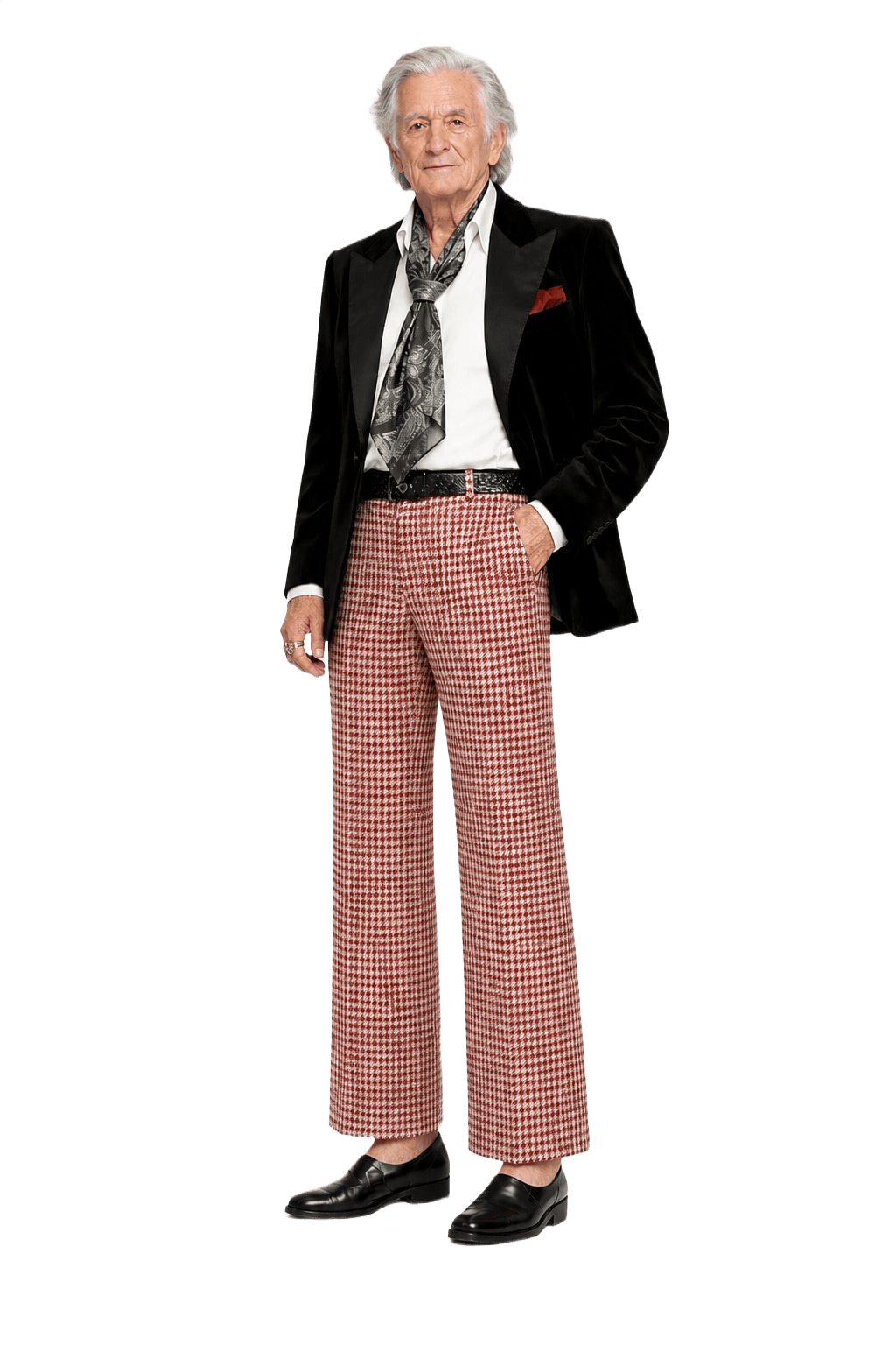 1970s Red Wool Blend Trousers - Model