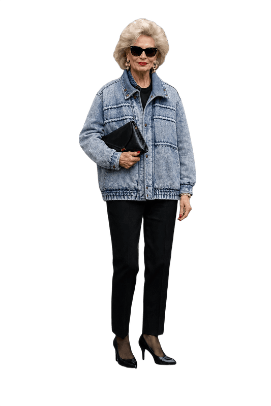 1990s Light Blue Denim Jacket - Model