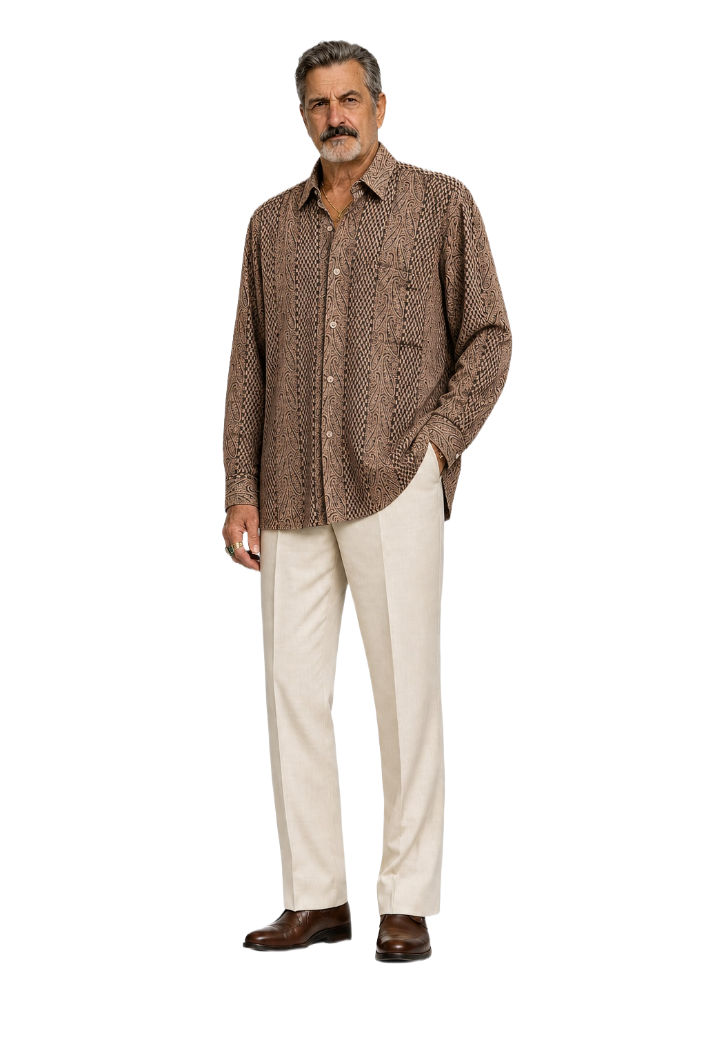 1980s Brown Cotton Shirt - Model