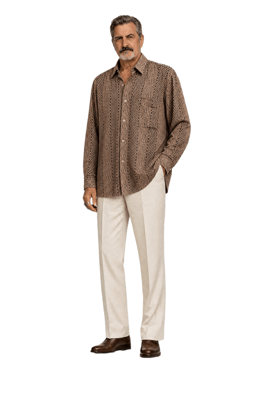 1980s Brown Cotton Shirt - Model