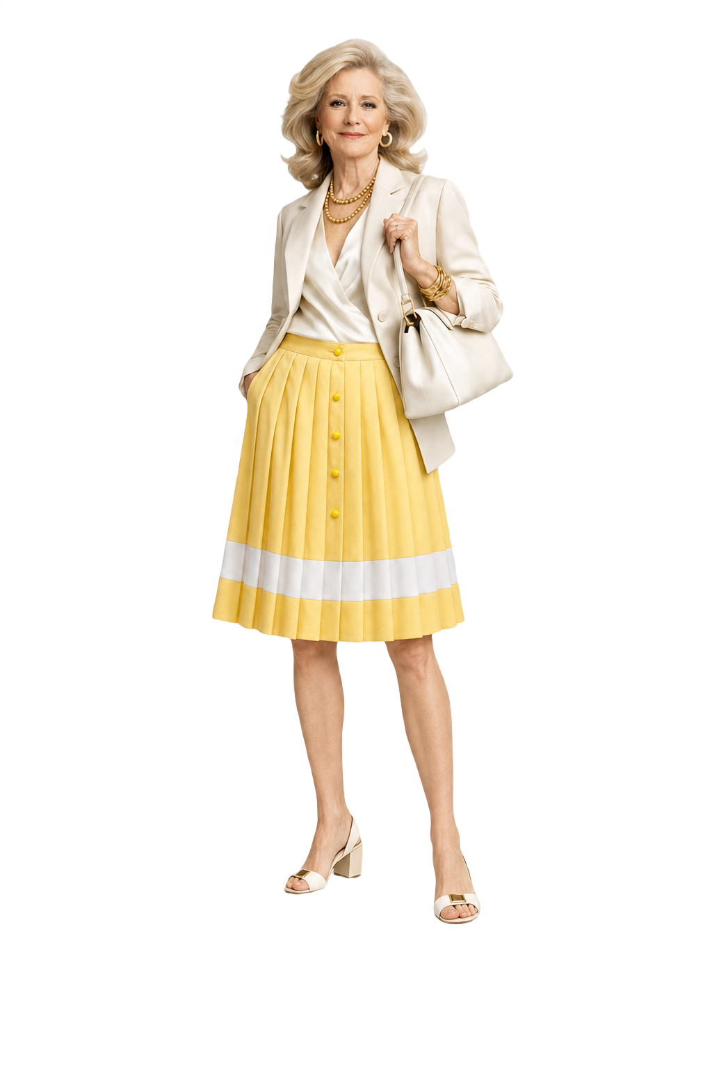 1970s Yellow Polyester Skirt - Model