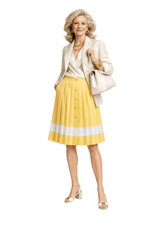 1970s Yellow Polyester Skirt - Model