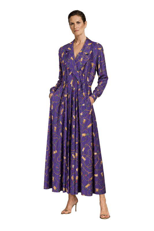 1990s Purple Polyester Dress - Model