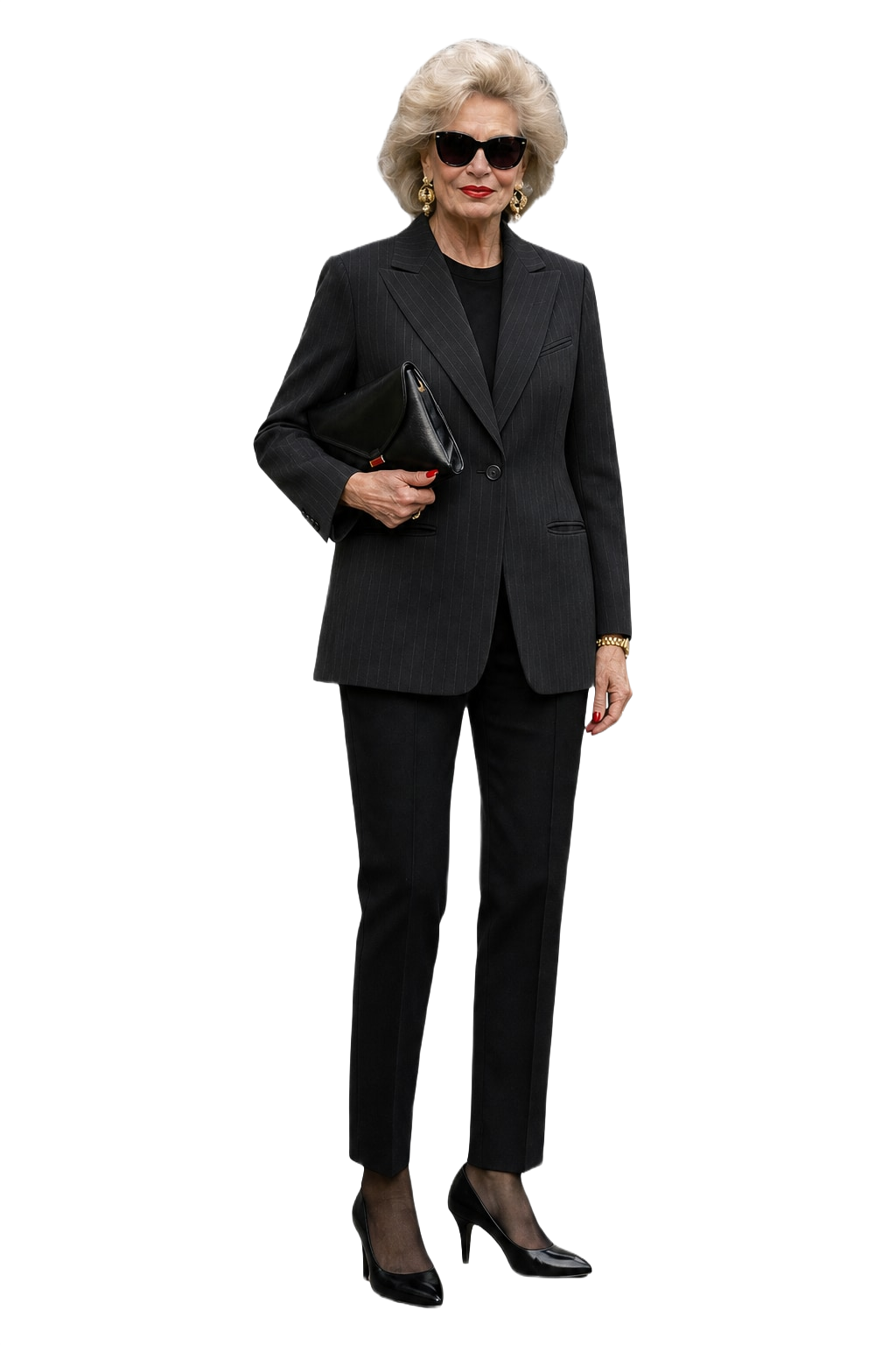 1980s Black Wool Blend Blazer - Model