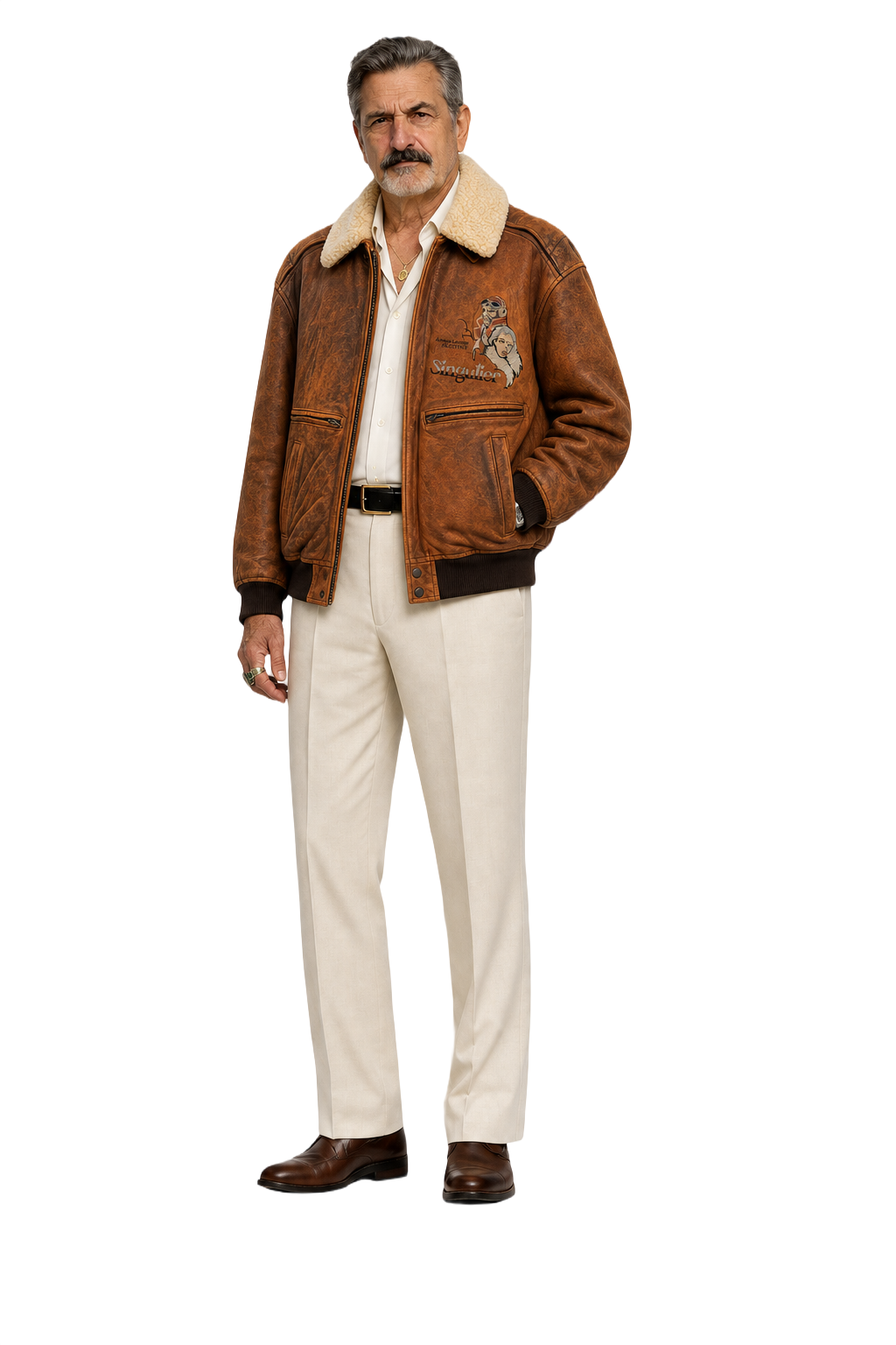 1980s Brown Leather Jacket - Model