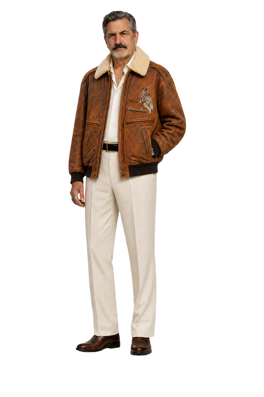 1980s Brown Leather Jacket - Model