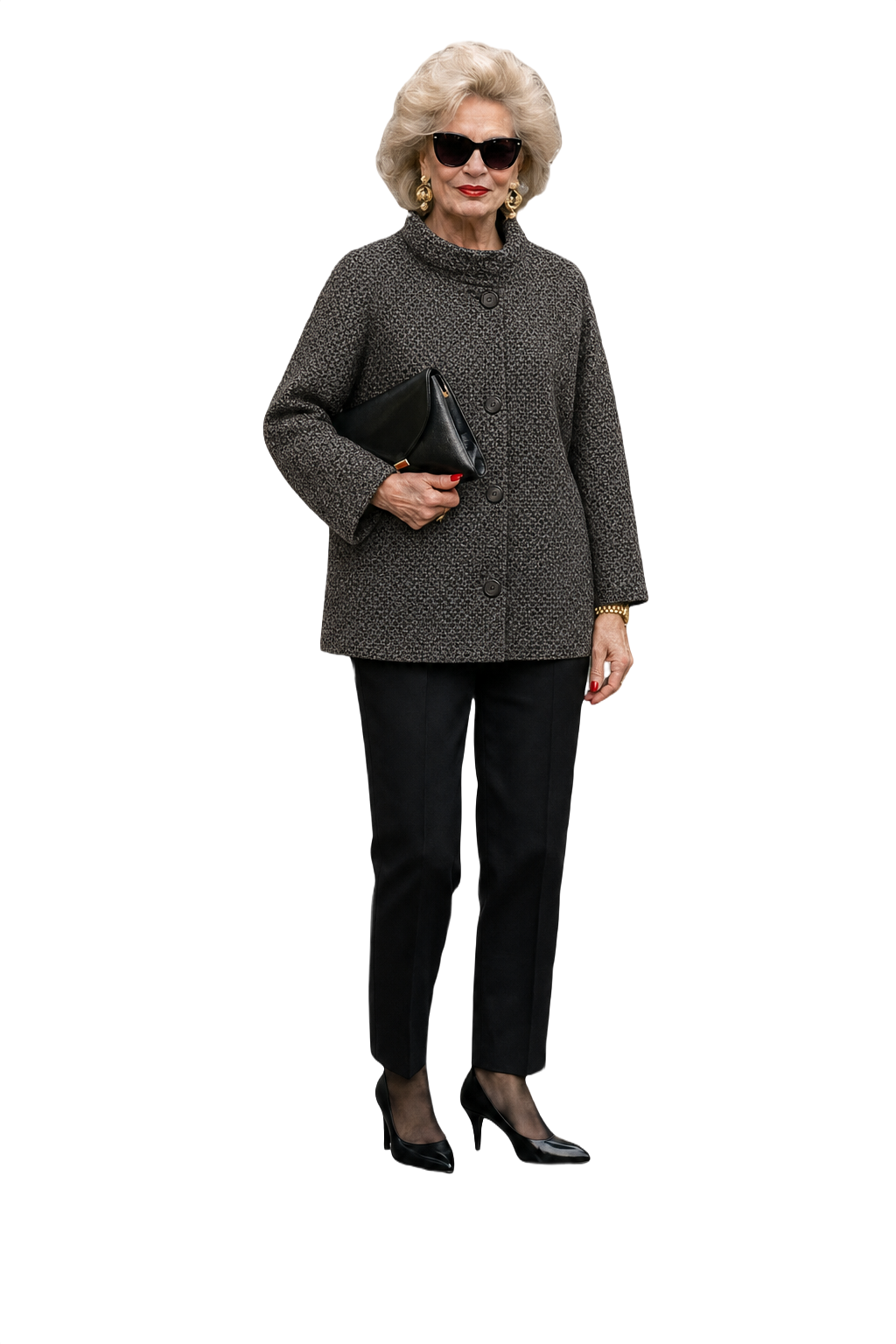 1980s Dark Grey Wool Blend Jacket - Model
