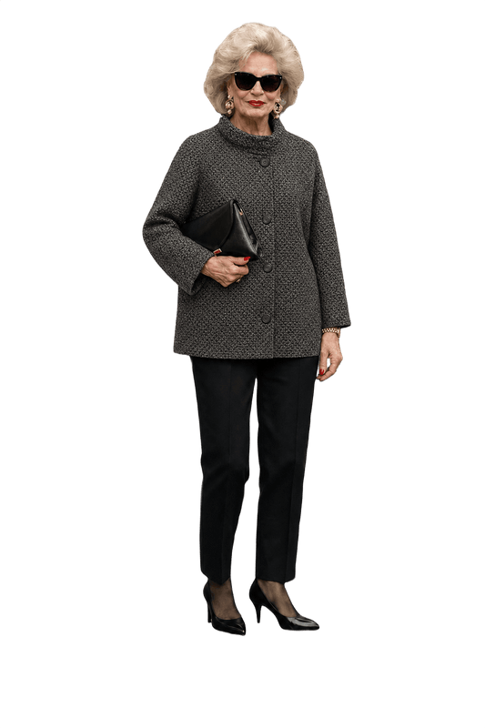 1980s Dark Grey Wool Blend Jacket - Model