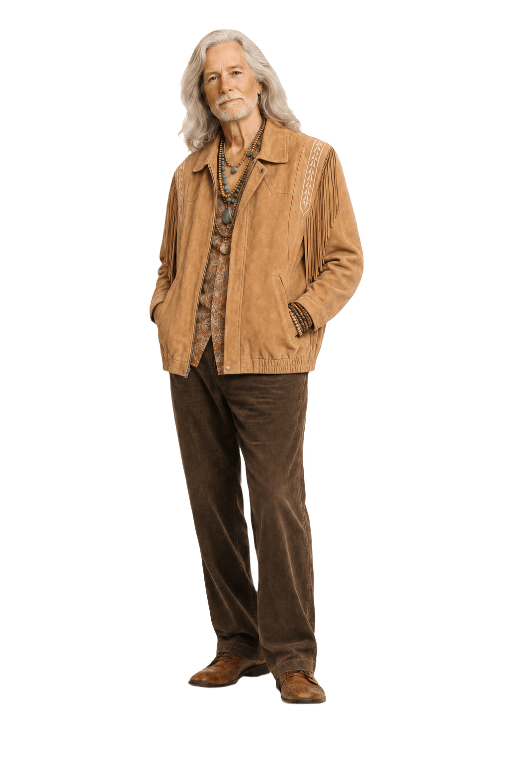 1970s Tan Suede Jacket - Model