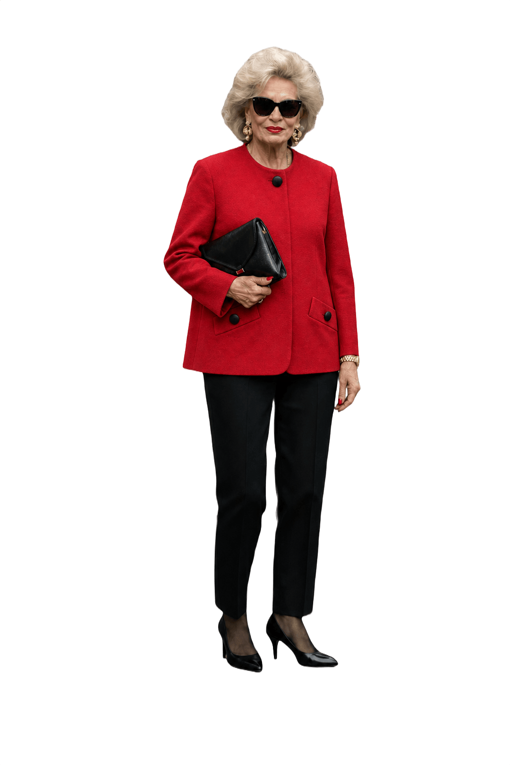 1980s Red Wool Jacket - Model