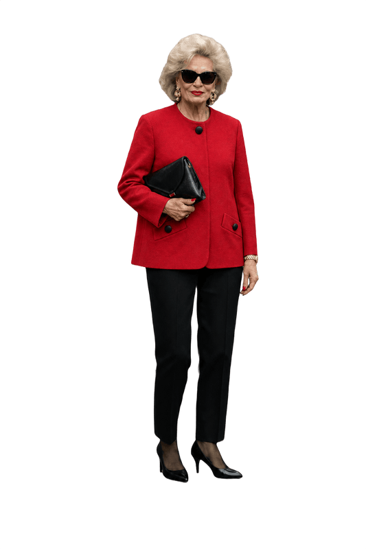 1980s Red Wool Jacket - Model
