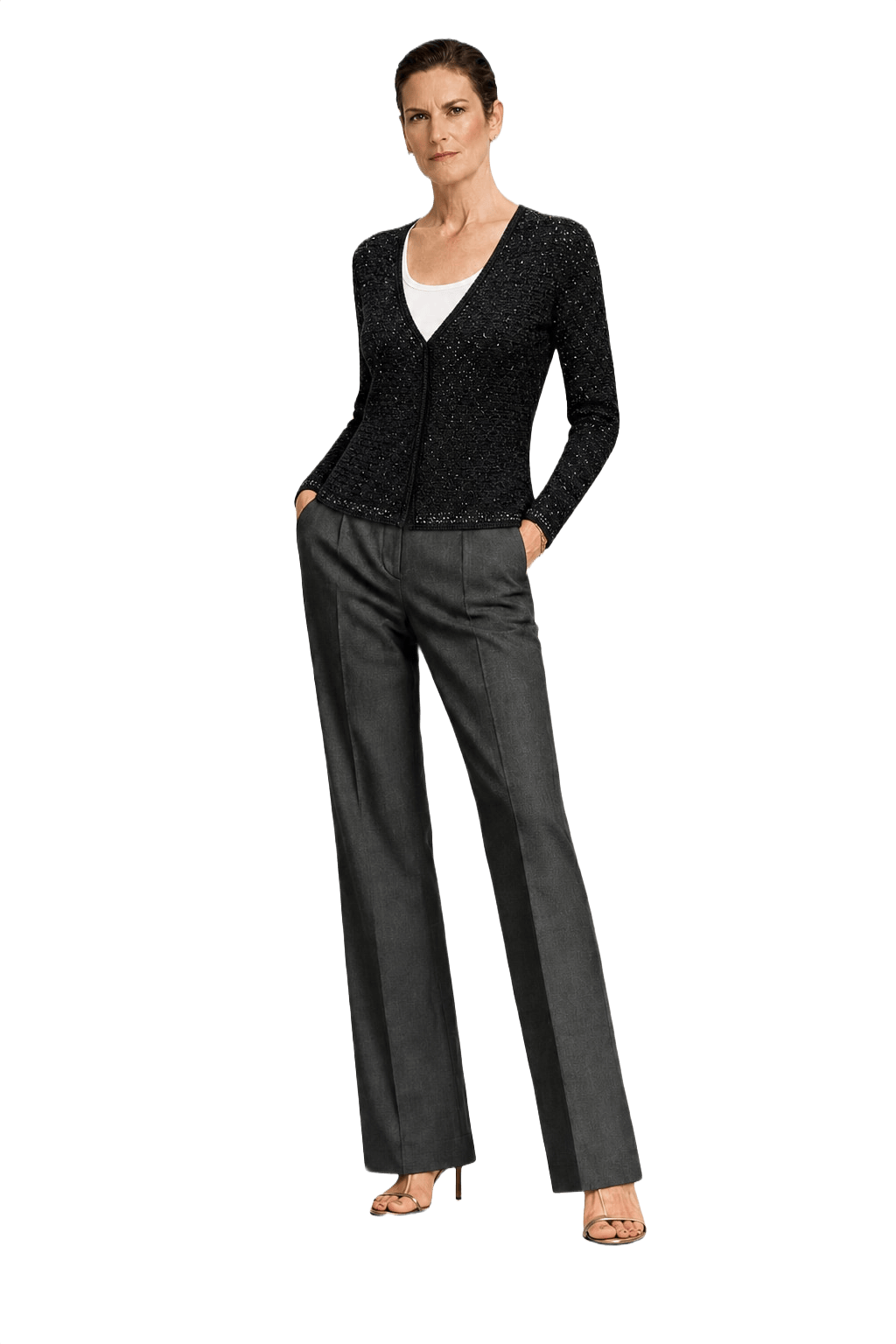 1990s Black Knit Cardigan - Model
