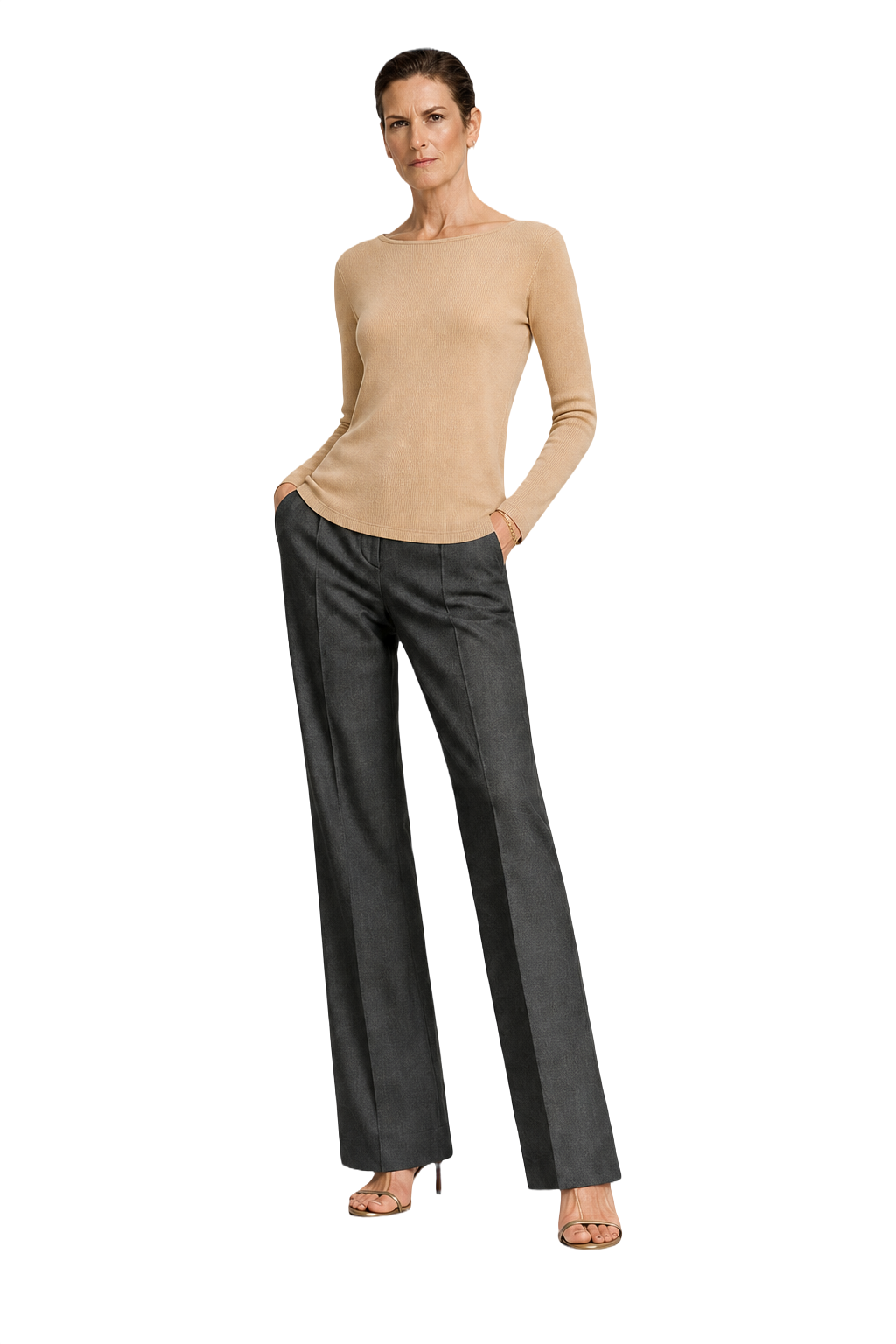 1990s Beige Cotton Sweater - Model