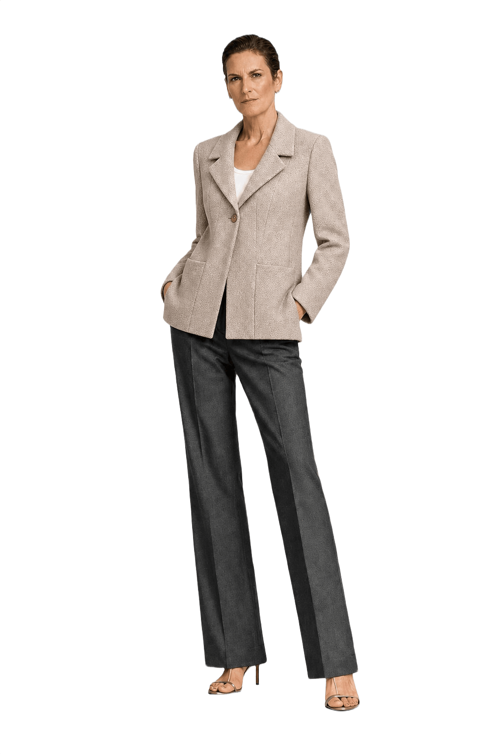 1990s Beige Wool Blend Jacket - Model