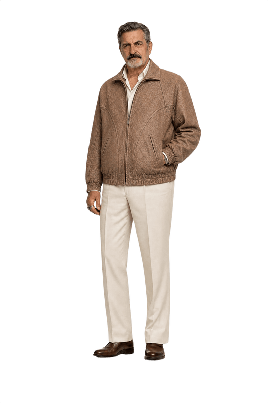 1980s Brown Cotton Blend Jacket - Model