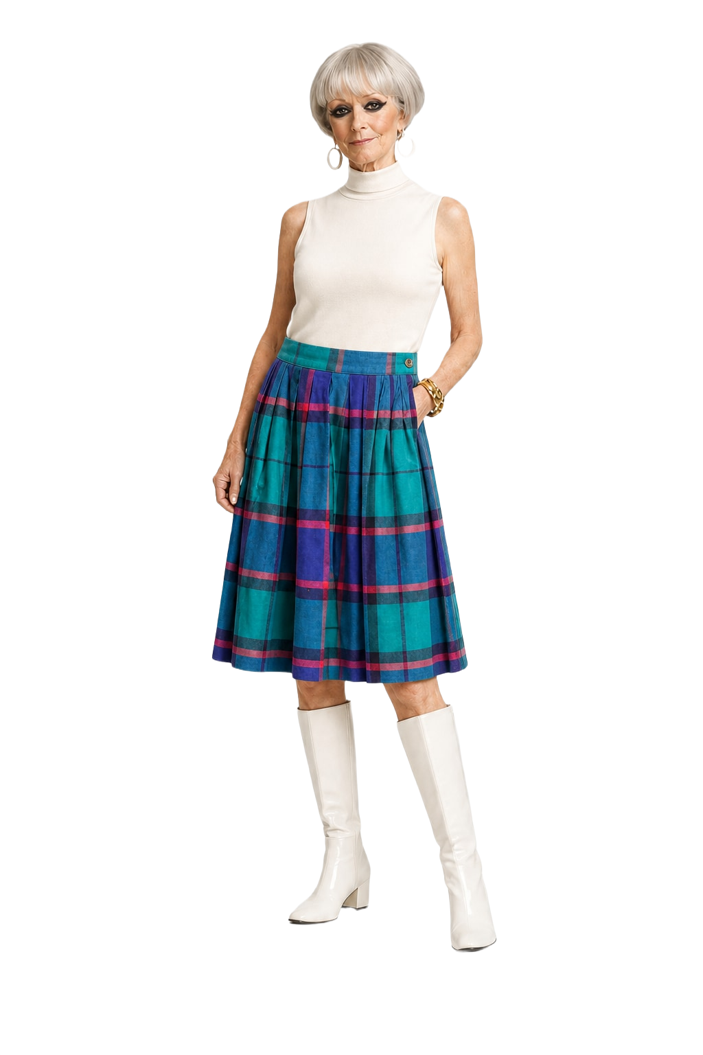 1960s Blue Wool Skirt - Model