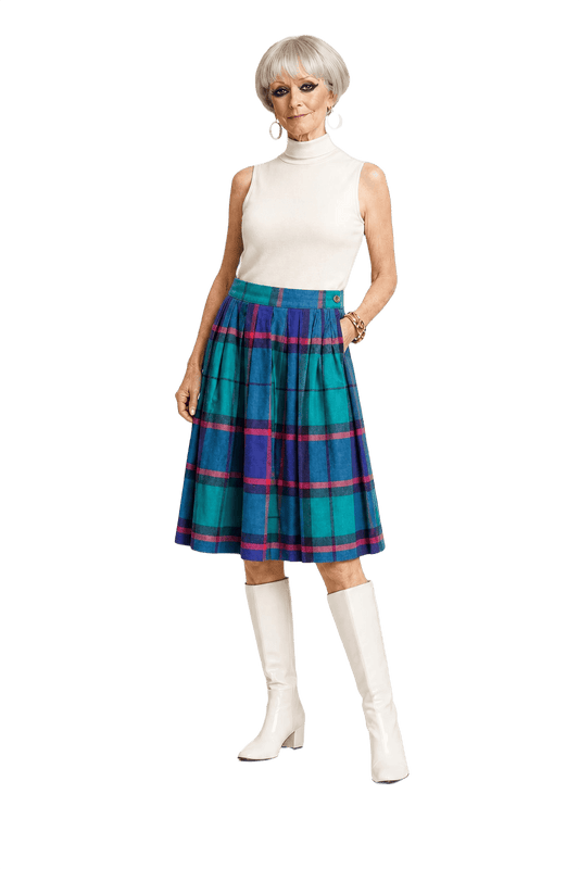1960s Blue Wool Skirt - Model
