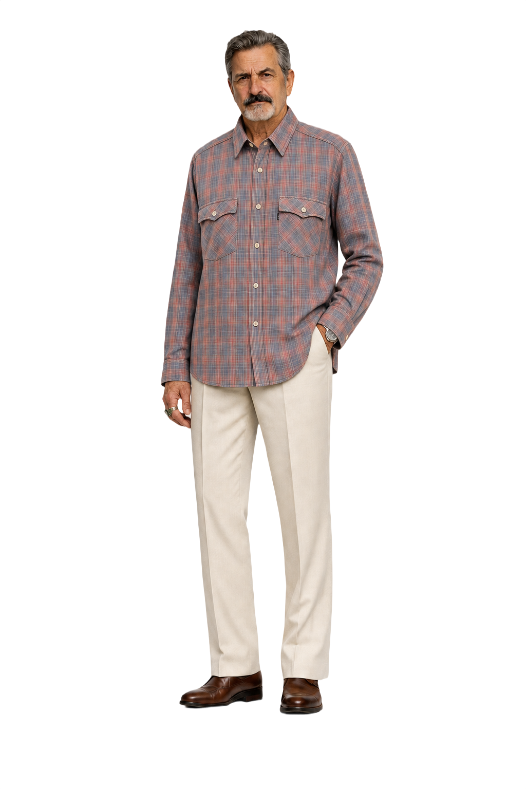 1980s Pastel Blue Cotton Shirt - Model