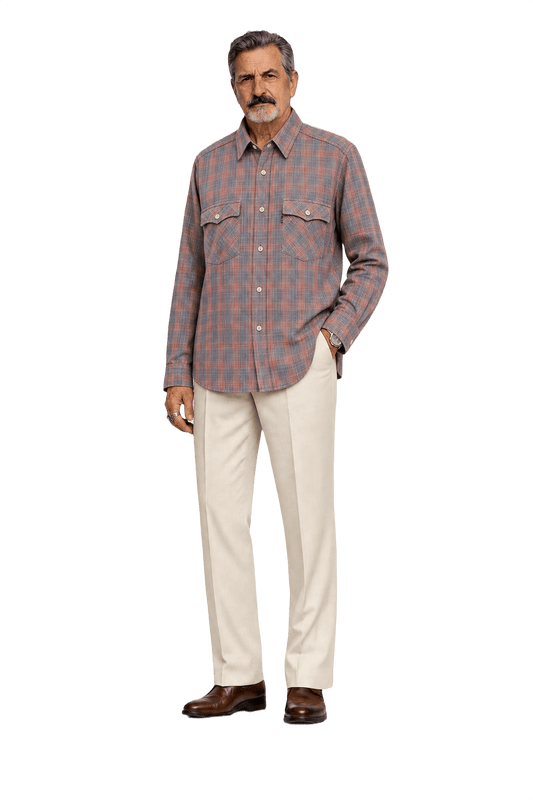 1980s Pastel Blue Cotton Shirt - Model