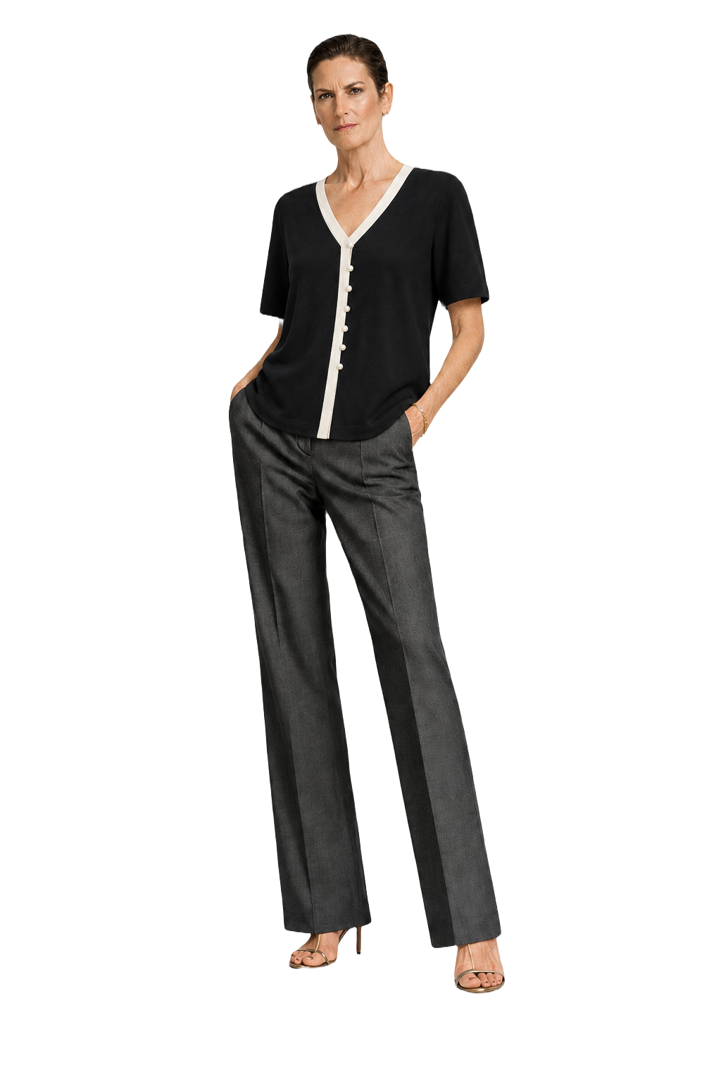 1990s Black Cotton Blend Blouse - Model