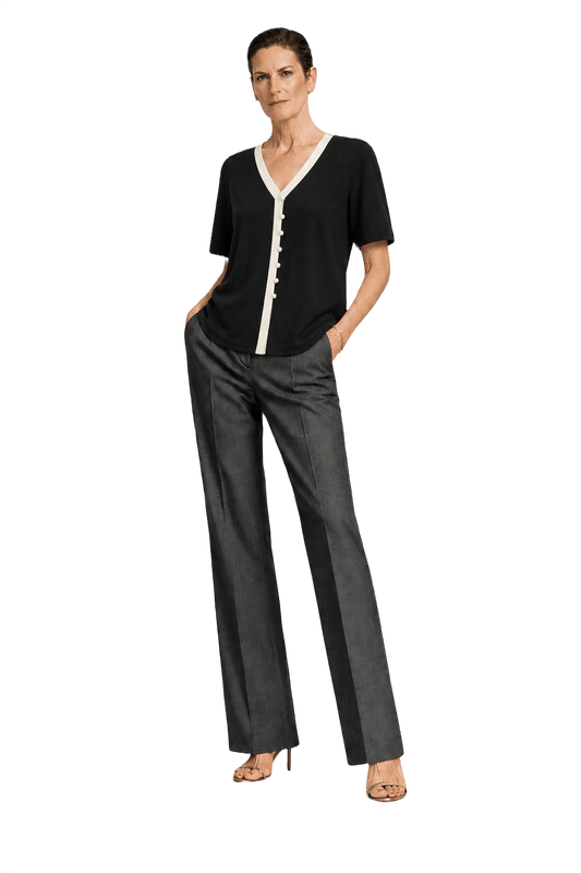 1990s Black Cotton Blend Blouse - Model