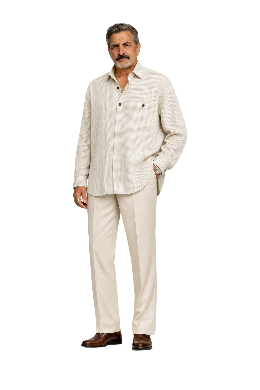 1990s White Cotton Button-Down Shirt - Model