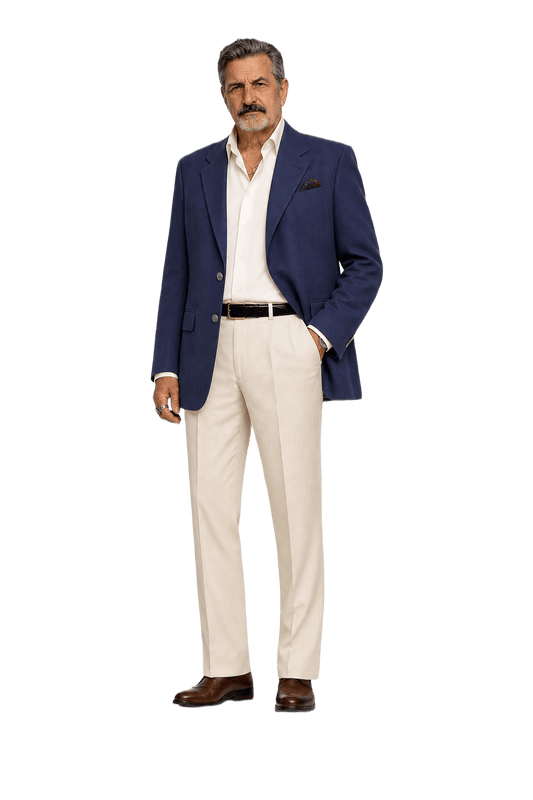 1980s Navy Blue Wool Blend Blazer - Model