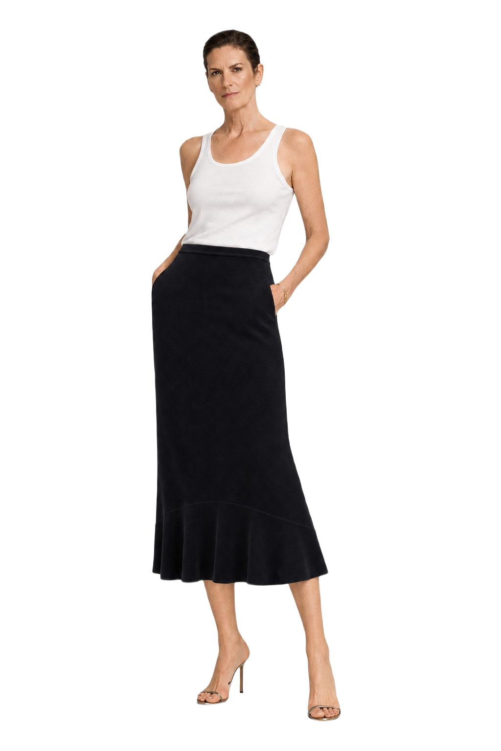 1990s Black Polyester Skirt - Model
