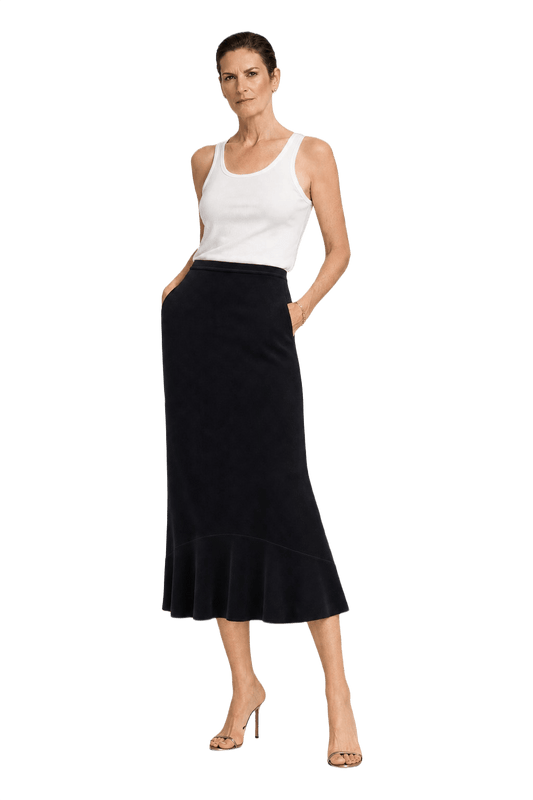 1990s Black Polyester Skirt - Model