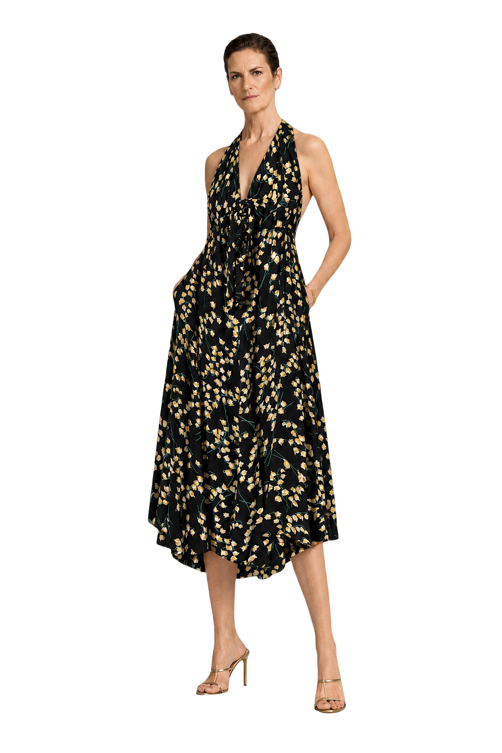 1990s Black Silk Dress - Model