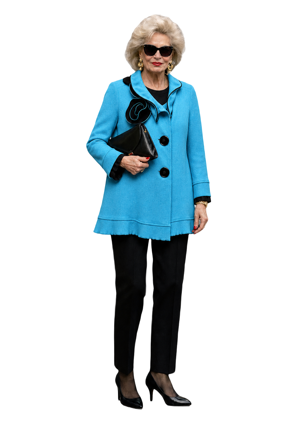 1980s Light Blue Wool Blend Jacket - Model