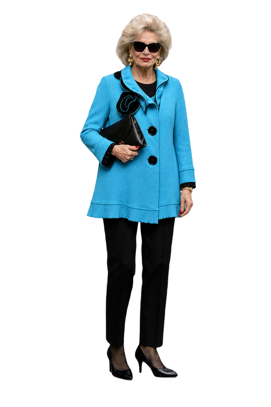 1980s Light Blue Wool Blend Jacket - Model
