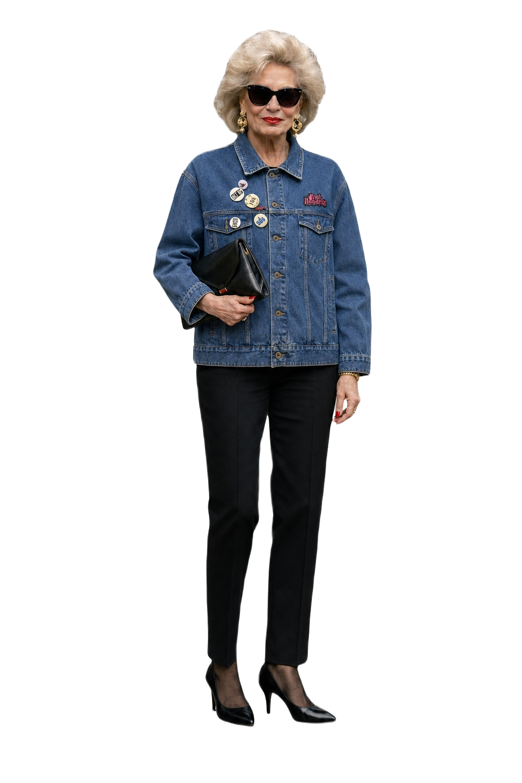 1990s Blue Denim Wrangler Denim Jacket - Model