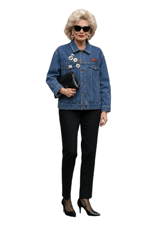 1990s Blue Denim Wrangler Denim Jacket - Model