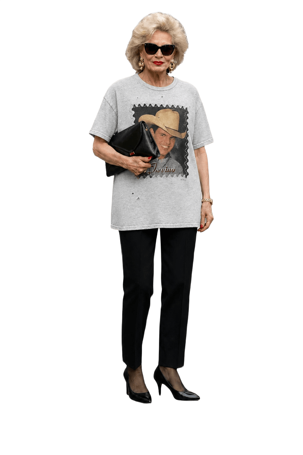 1990s Grey Cotton T-Shirt - Model