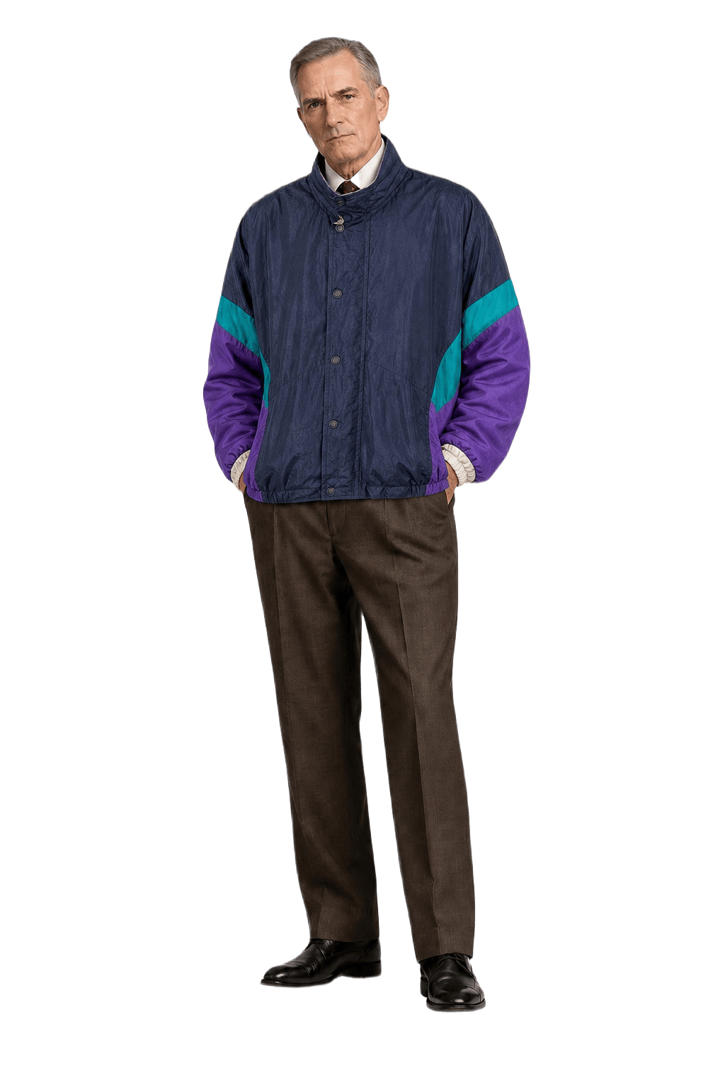 1990s Navy Blue Nylon Jacket - Model