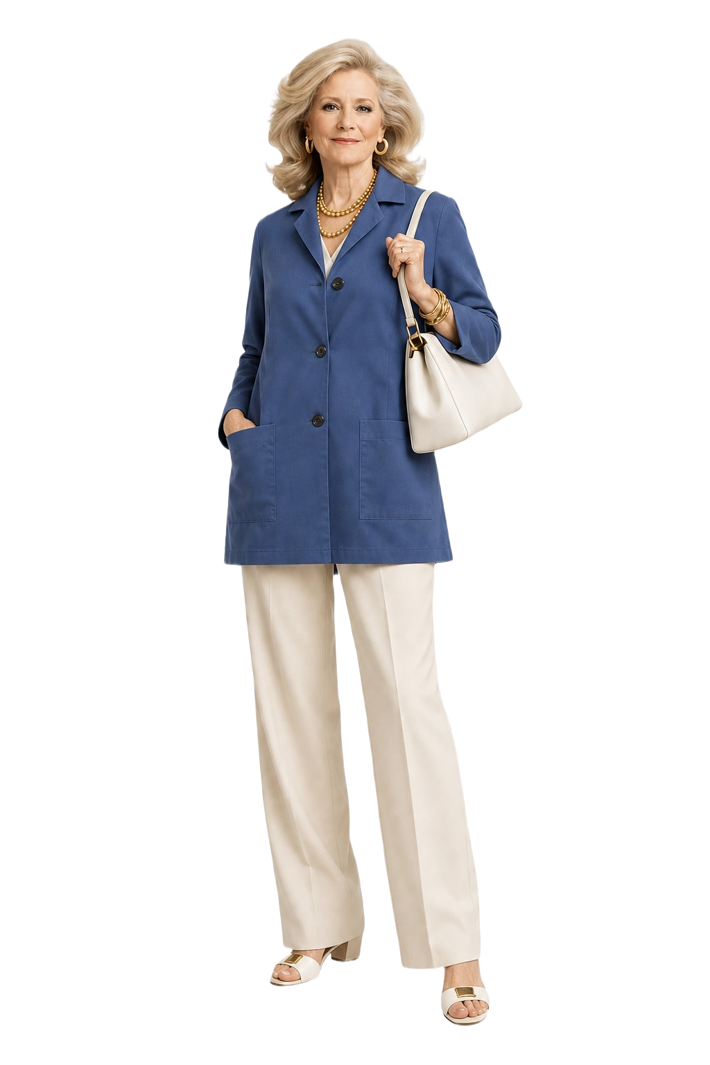 1970s Navy Blue Cotton Blend Jacket - Model