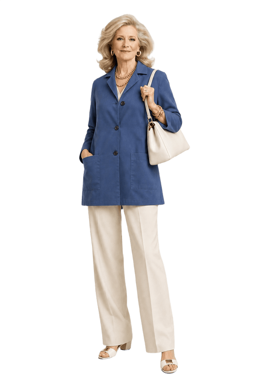 1970s Navy Blue Cotton Blend Jacket - Model