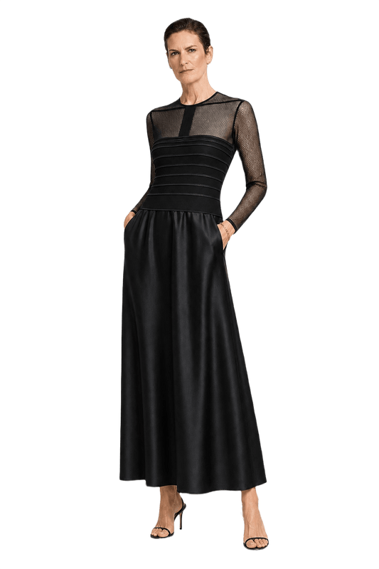 1990s Black Polyester Blend Dress - Model