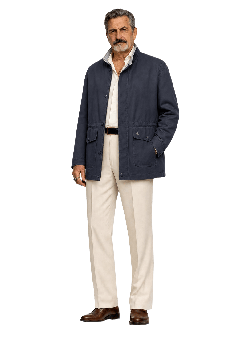 1980s Navy Blue Nylon Jacket - Model