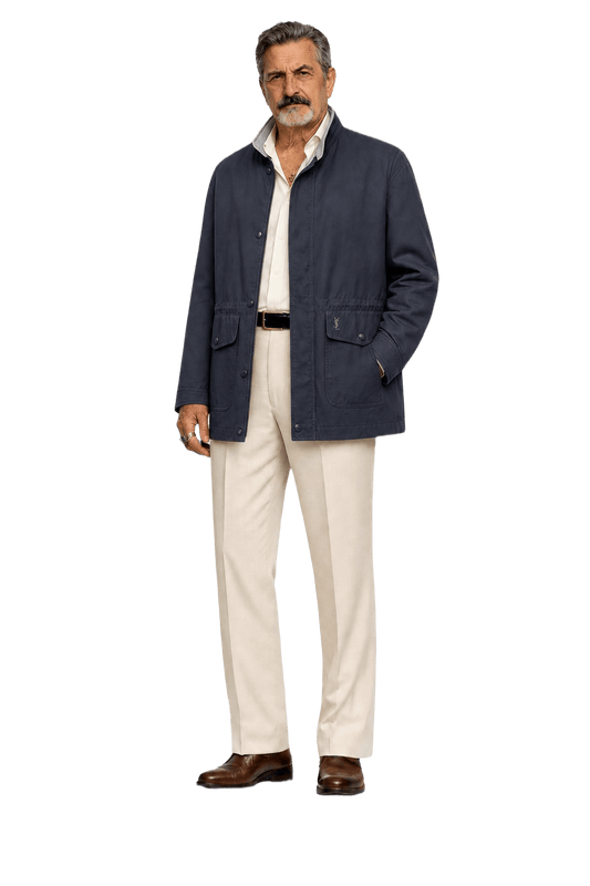1980s Navy Blue Nylon Jacket - Model