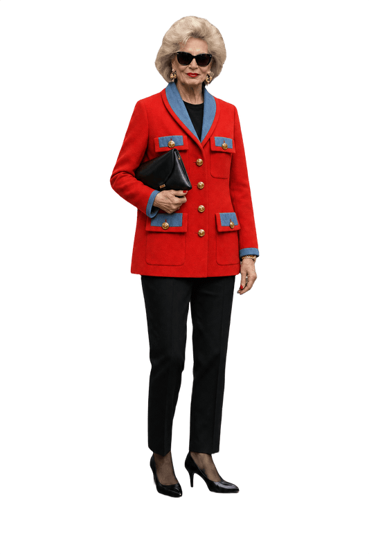 1990s Red Cotton Blend Jacket - Model