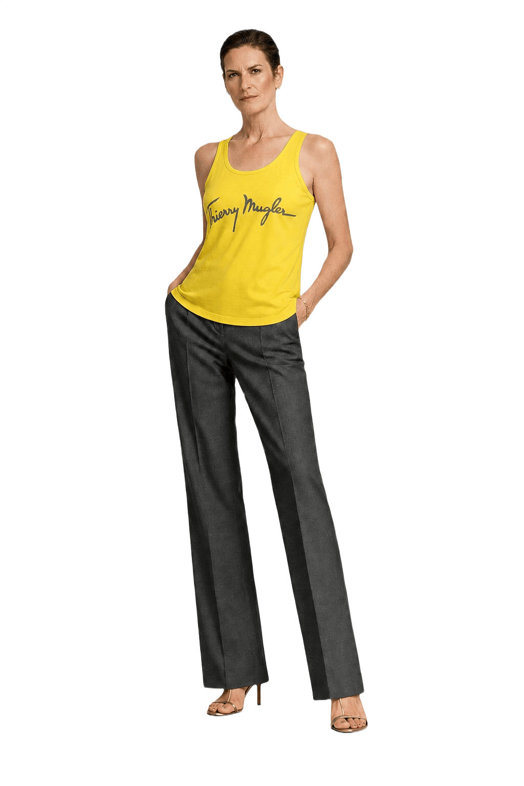 1990s Yellow Cotton Tank Top - Model