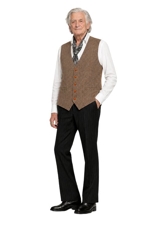1970s Tan Wool Vest - Model