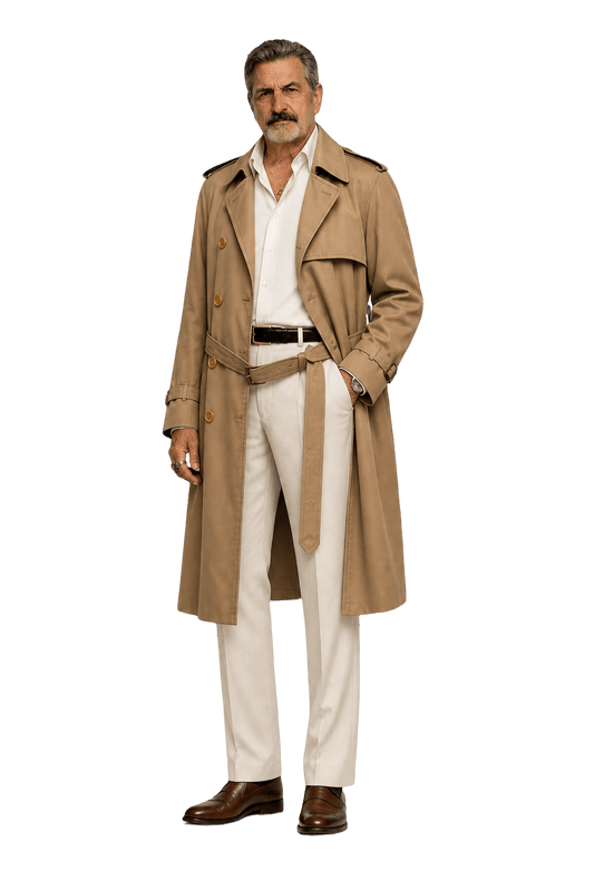 1980s Beige Cotton Trench Coat - Model