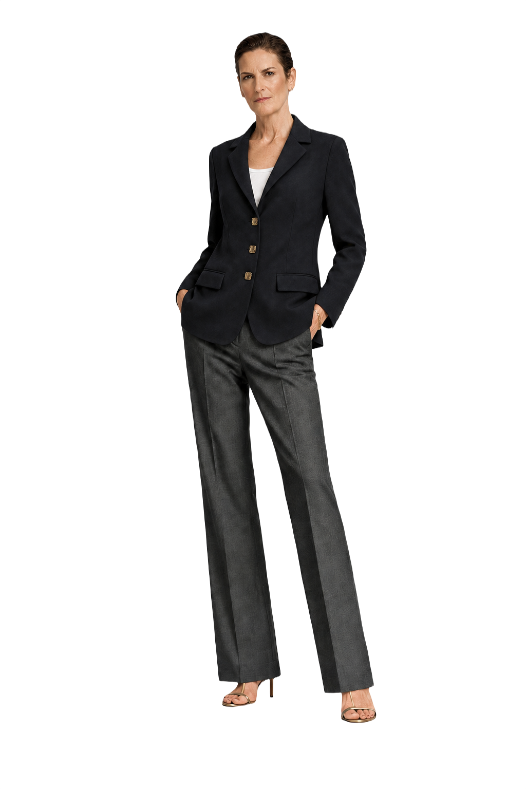 1990s Black Wool Blend Blazer - Model