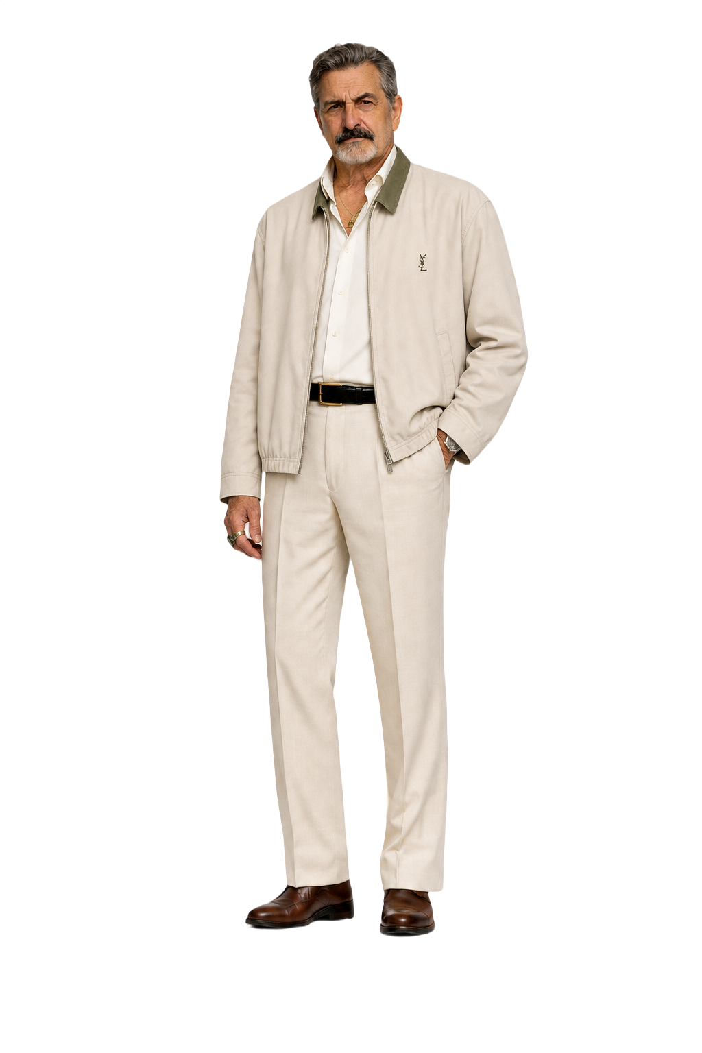 1980s Beige Cotton Blend Jacket - Model