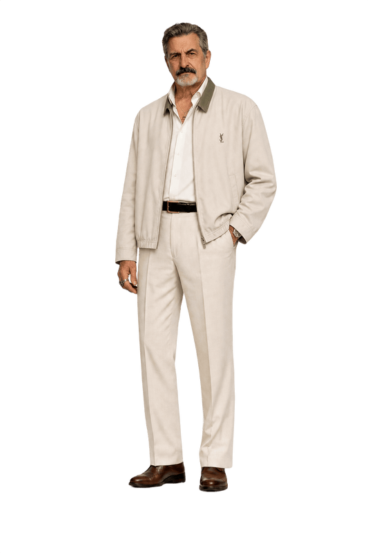1980s Beige Cotton Blend Jacket - Model