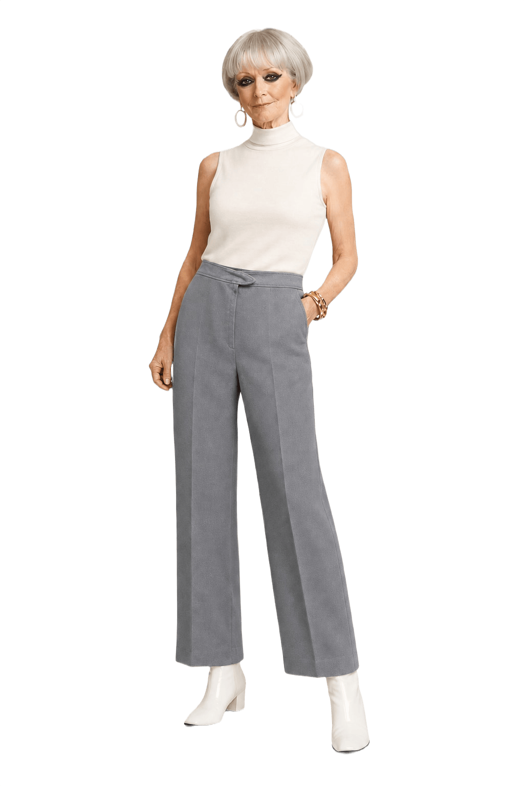 1960s Gray Polyester Blend Pants - Model
